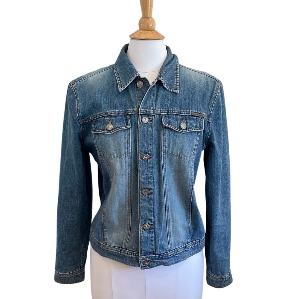 Calvin Klein Jeans Denim Trucker Jacket, Mens, Unisex, Medium Rinse, Size L